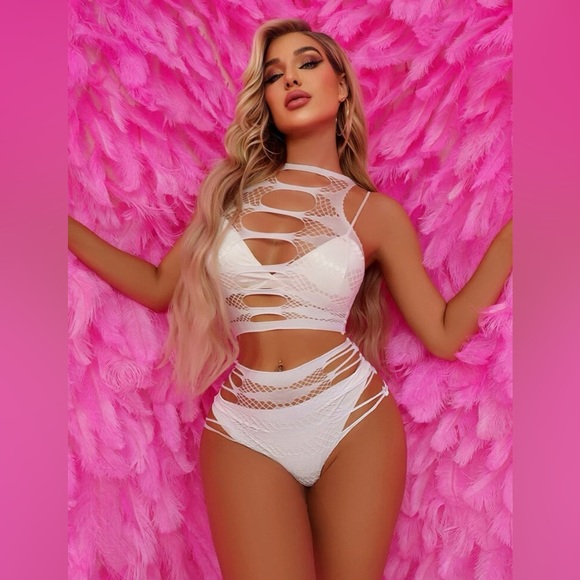 Sexy Cut Out Fishnet Lingerie Set *NEW* - Picture 1 of 5